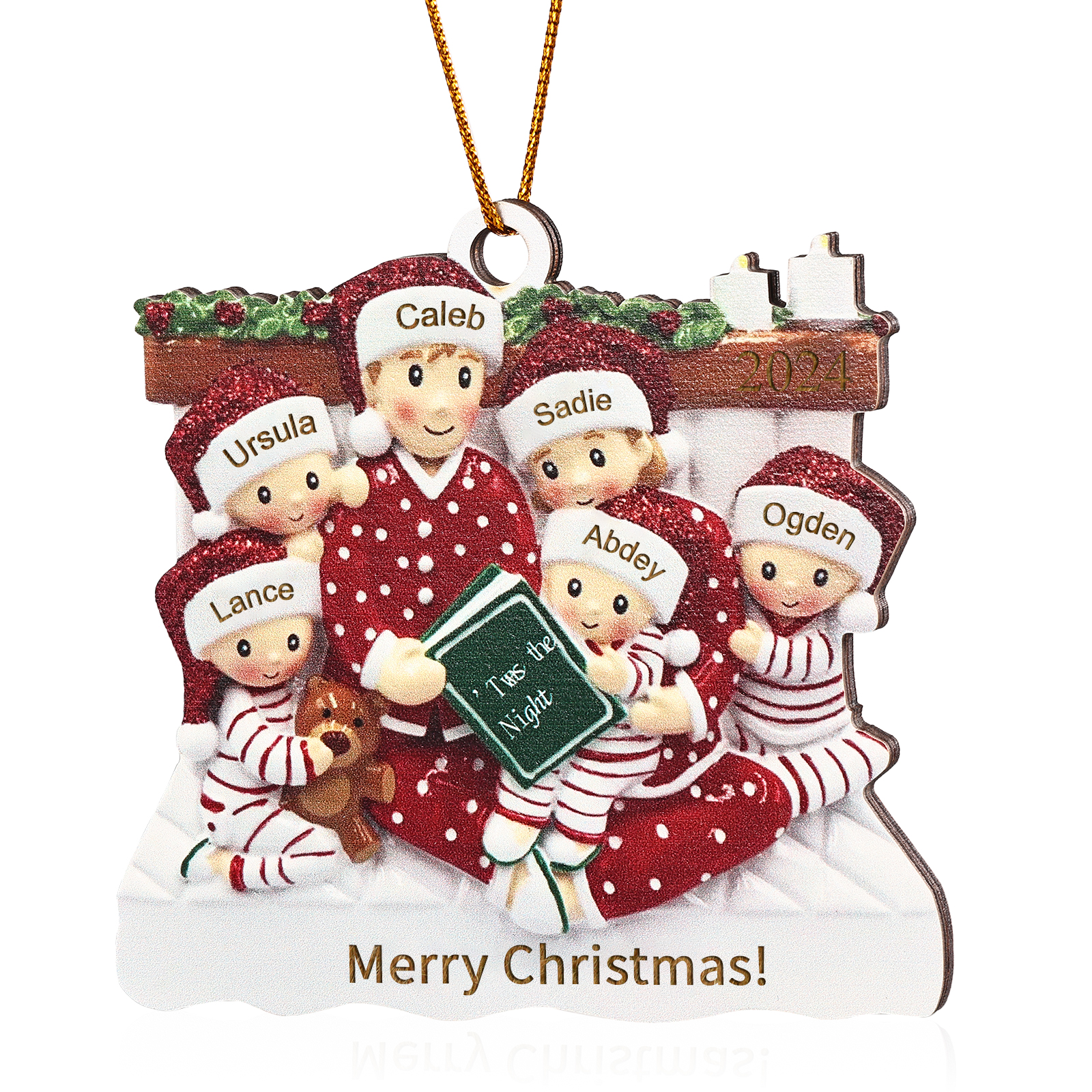 Holz Personalisierter 3-6 Namen Weihnachtsornament – Familie Weihnachtsbaum-Holzanhänger