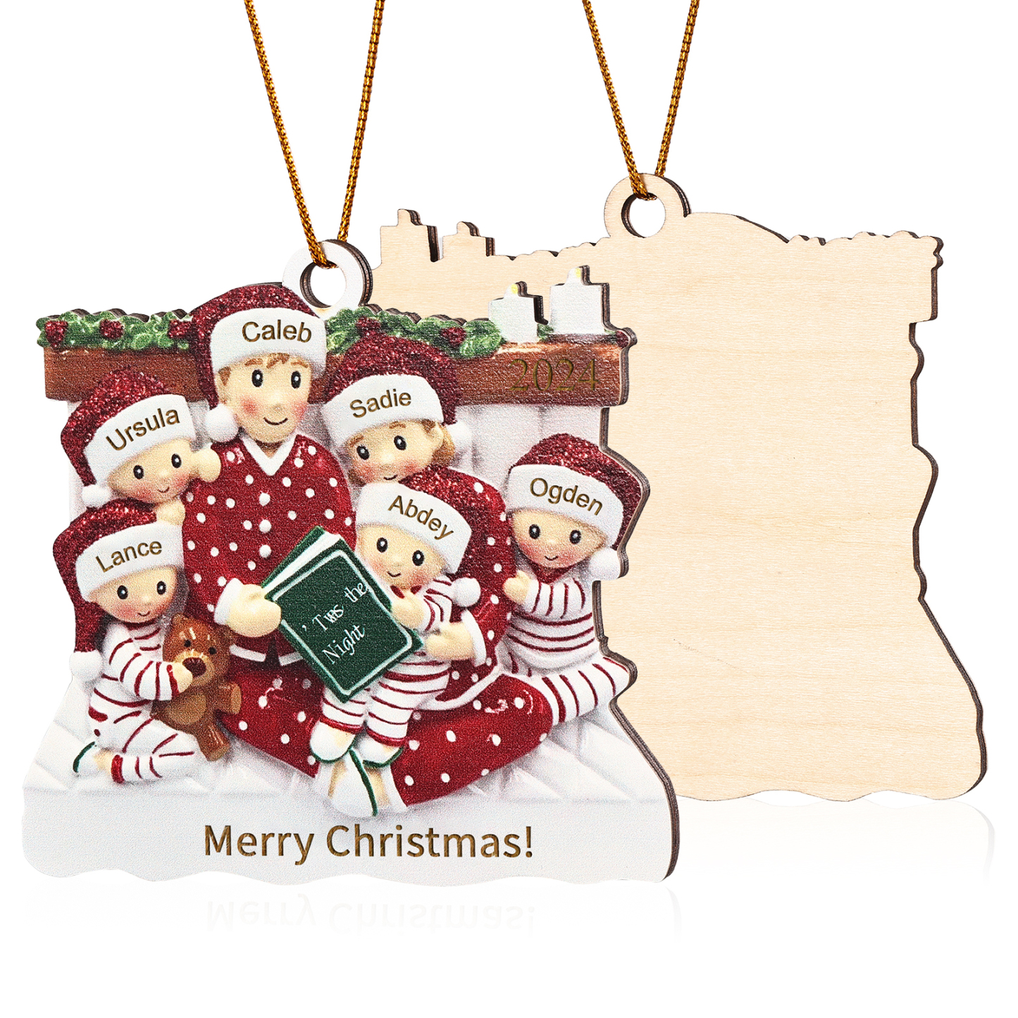 Holz Personalisierter 3-6 Namen Weihnachtsornament – Familie Weihnachtsbaum-Holzanhänger