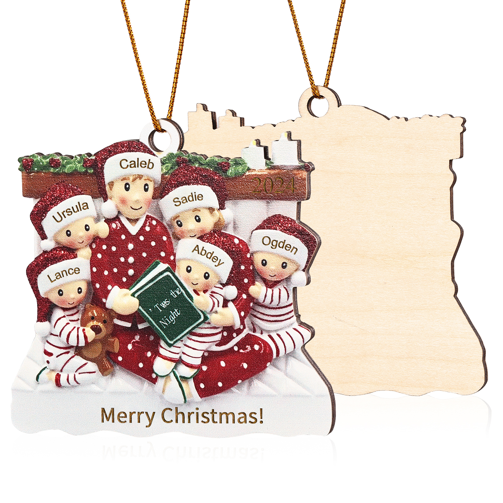 Holz Personalisierter 3-6 Namen Weihnachtsornament – Familie Weihnachtsbaum-Holzanhänger