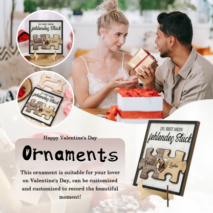 Personalisierte 2 Namen & Foto Holz-Puzzle-Ornament - Du bist mein fehlendes Stück - Schreibdekoration für Paar