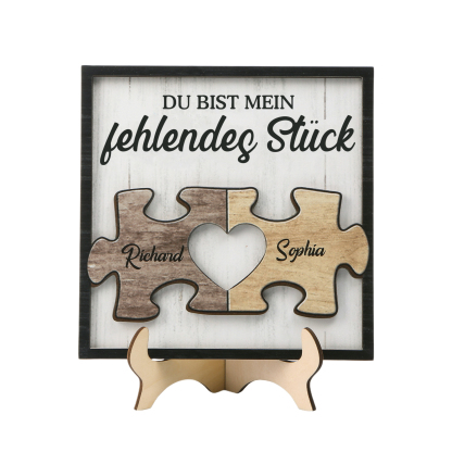 Personalisierte 2 Namen & Foto Holz-Puzzle-Ornament - Du bist mein fehlendes Stück - Schreibdekoration für Paar