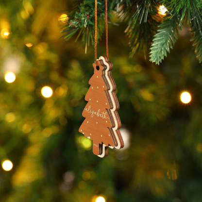 Holz Weihnachtsornament-Personalisierte 1-6 Namen & Jahr Rot & Braun Weihnachtsbaum Holzanhänger