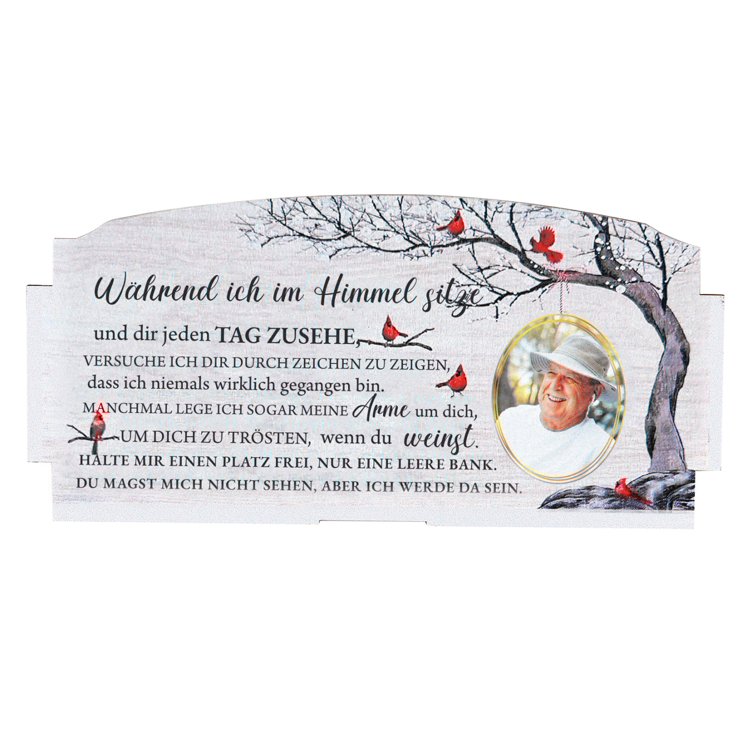 Personalisiertes Foto & 1 Name Trauer Holz-Gedenkbank-Deko - In liebevollem Gedenken - Schreibtischdekoration Holz Ornament