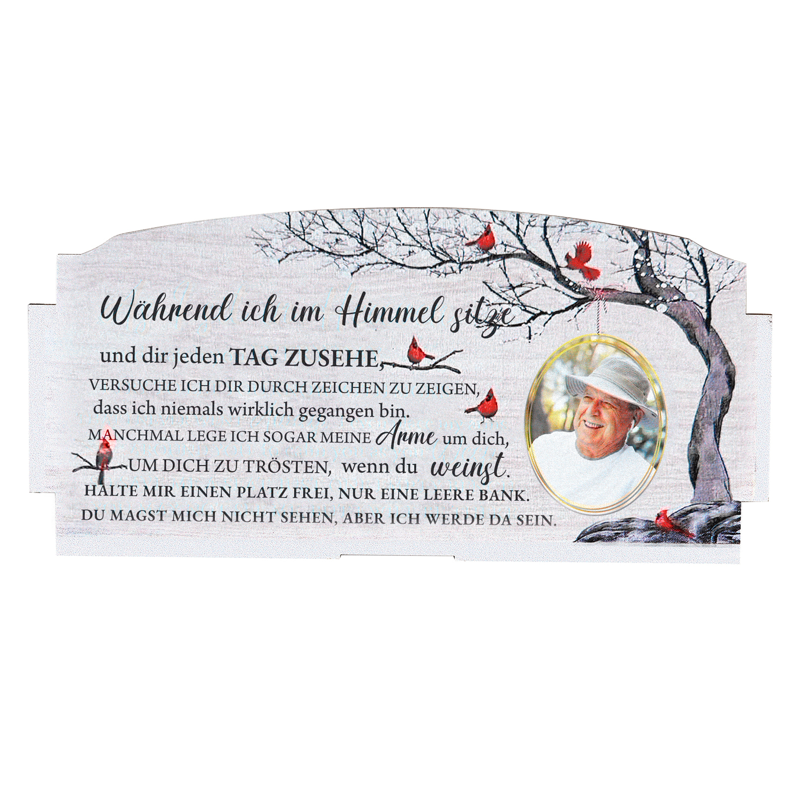 Personalisiertes Foto & 1 Name Trauer Holz-Gedenkbank-Deko - In liebevollem Gedenken - Schreibtischdekoration Holz Ornament