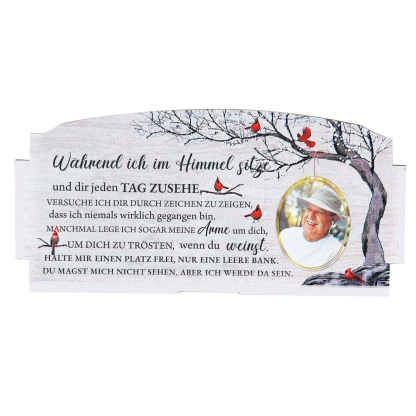 Personalisiertes Foto & 1 Name Trauer Holz-Gedenkbank-Deko - In liebevollem Gedenken - Schreibtischdekoration Holz Ornament