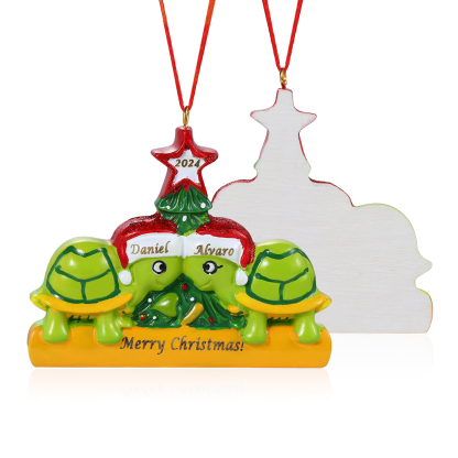 Personalisierter 2-6 Namen & Jahr Weihnachtsornament – Schildkröten Harz Anhänger