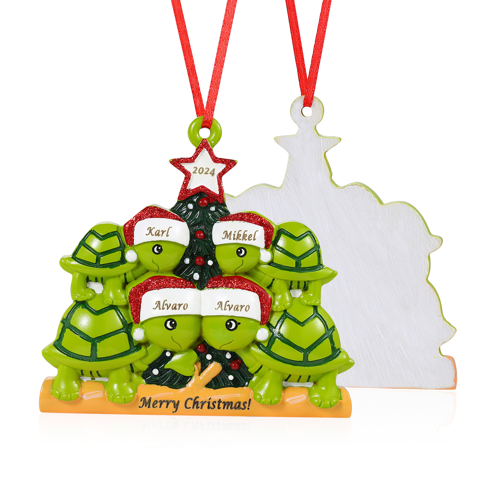 Personalisierter 2-6 Namen & Jahr Weihnachtsornament – Schildkröten Harz Anhänger