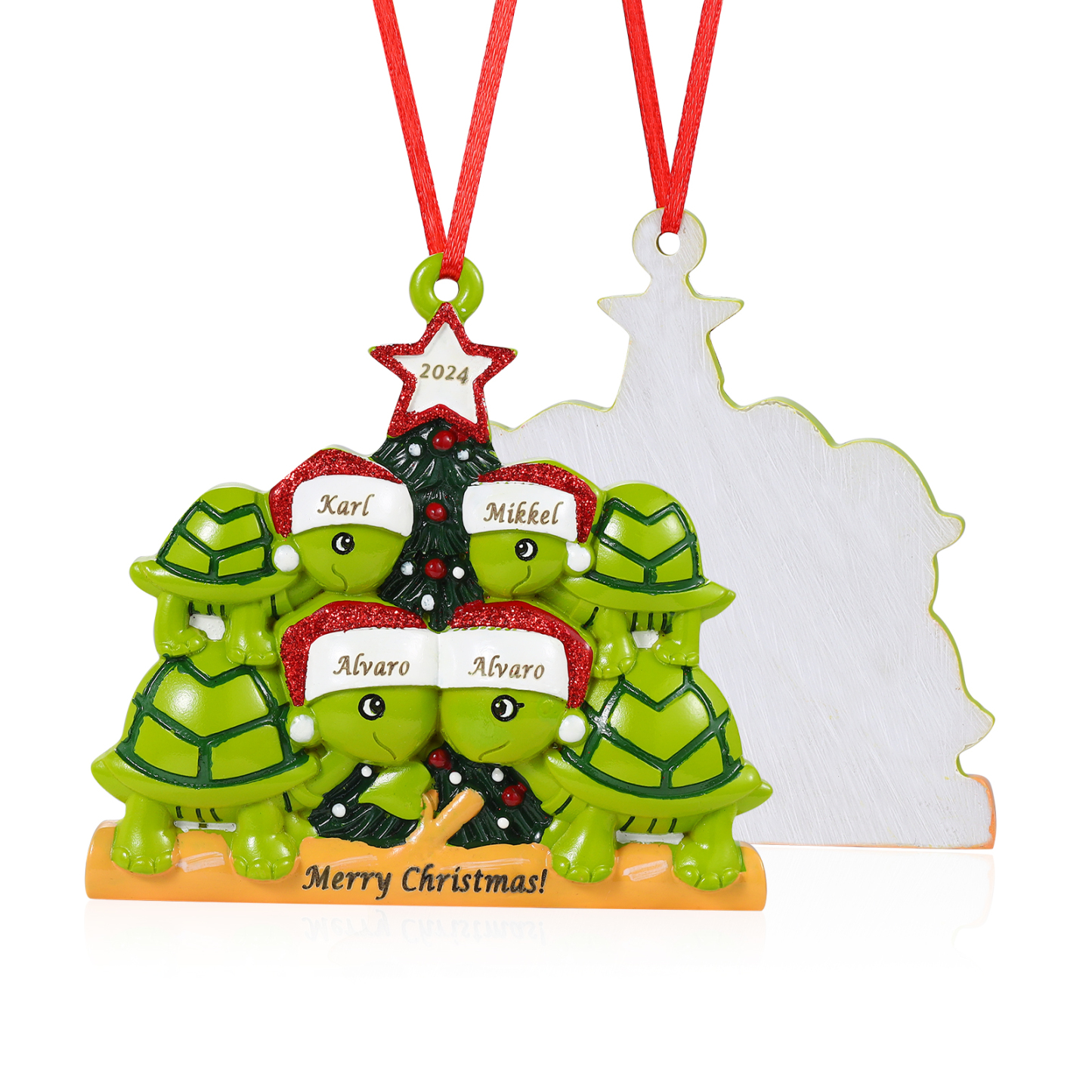 Personalisierter 2-6 Namen & Jahr Weihnachtsornament – Schildkröten Harz Anhänger