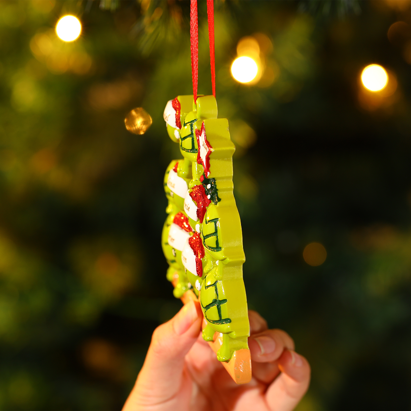 Personalisierter 2-6 Namen & Jahr Weihnachtsornament – Schildkröten Harz Anhänger