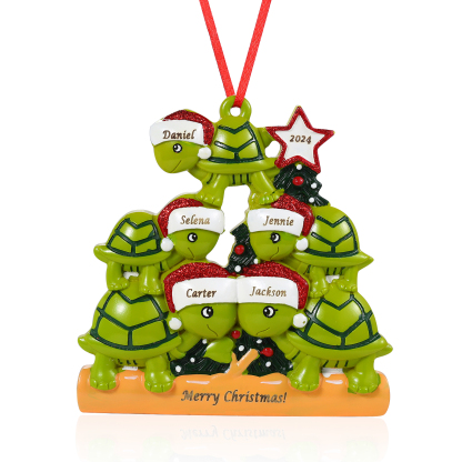 Personalisierter 2-6 Namen & Jahr Weihnachtsornament – Schildkröten Harz Anhänger