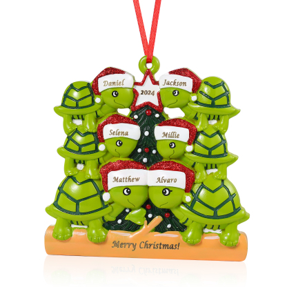 Personalisierter 2-6 Namen & Jahr Weihnachtsornament – Schildkröten Harz Anhänger