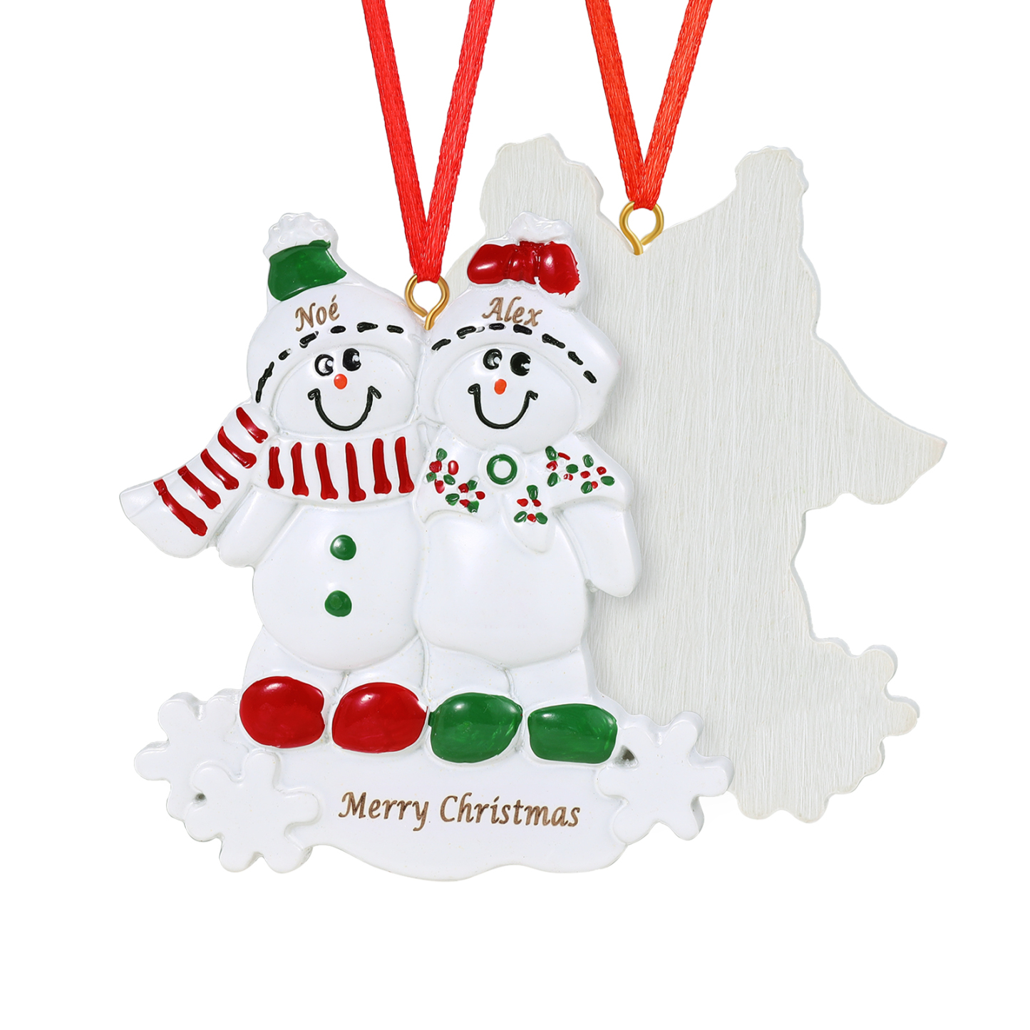 Personalisierter 2-5 Namen & Text Weihnachtsornament – Schneemann-Familie Harz Anhänger
