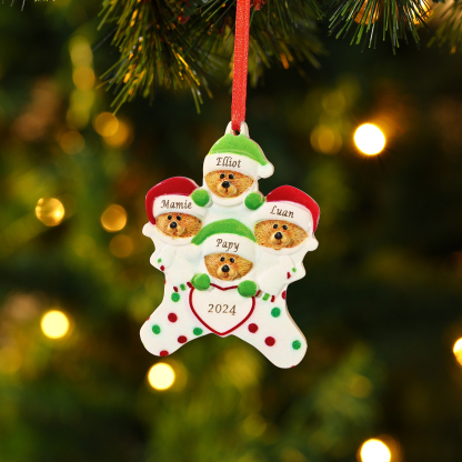Personalisierter 2-6 Namen & Jahr Weihnachtsornament – Bären Harz Anhänger