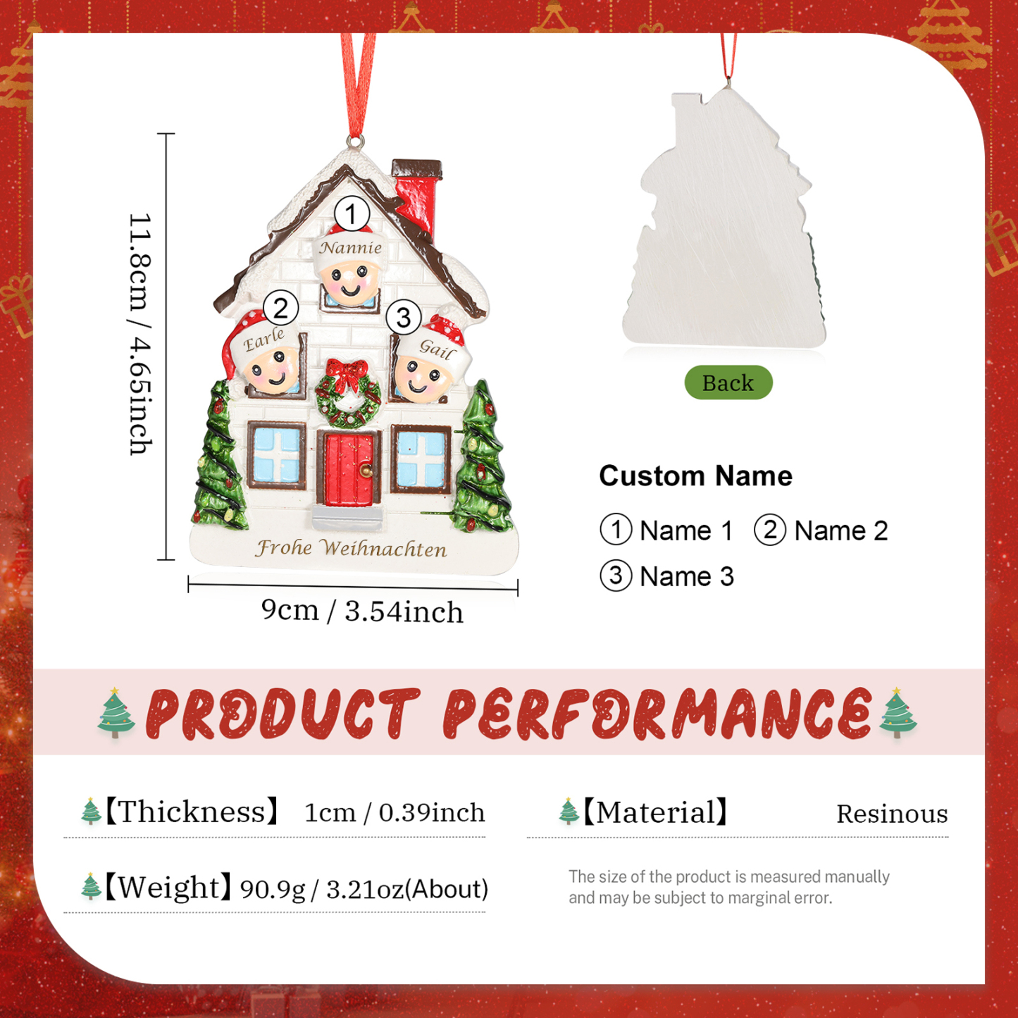 Harz Personalisierte 2-5 Namen & Text Weihnachtsornament Baum Anhänger - Festliche Weihnachtsdekoration