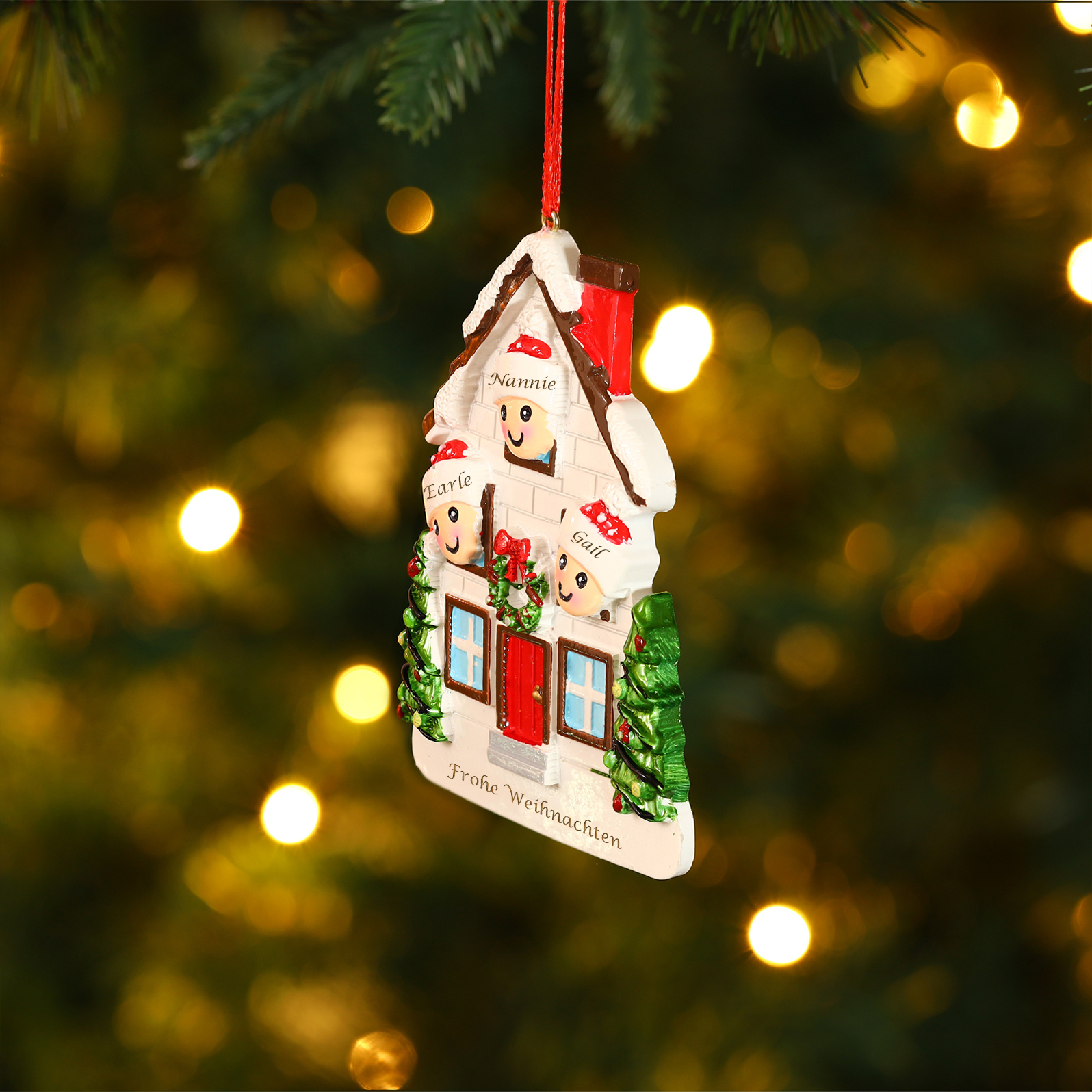 Harz Personalisierte 2-5 Namen & Text Weihnachtsornament Baum Anhänger - Festliche Weihnachtsdekoration 