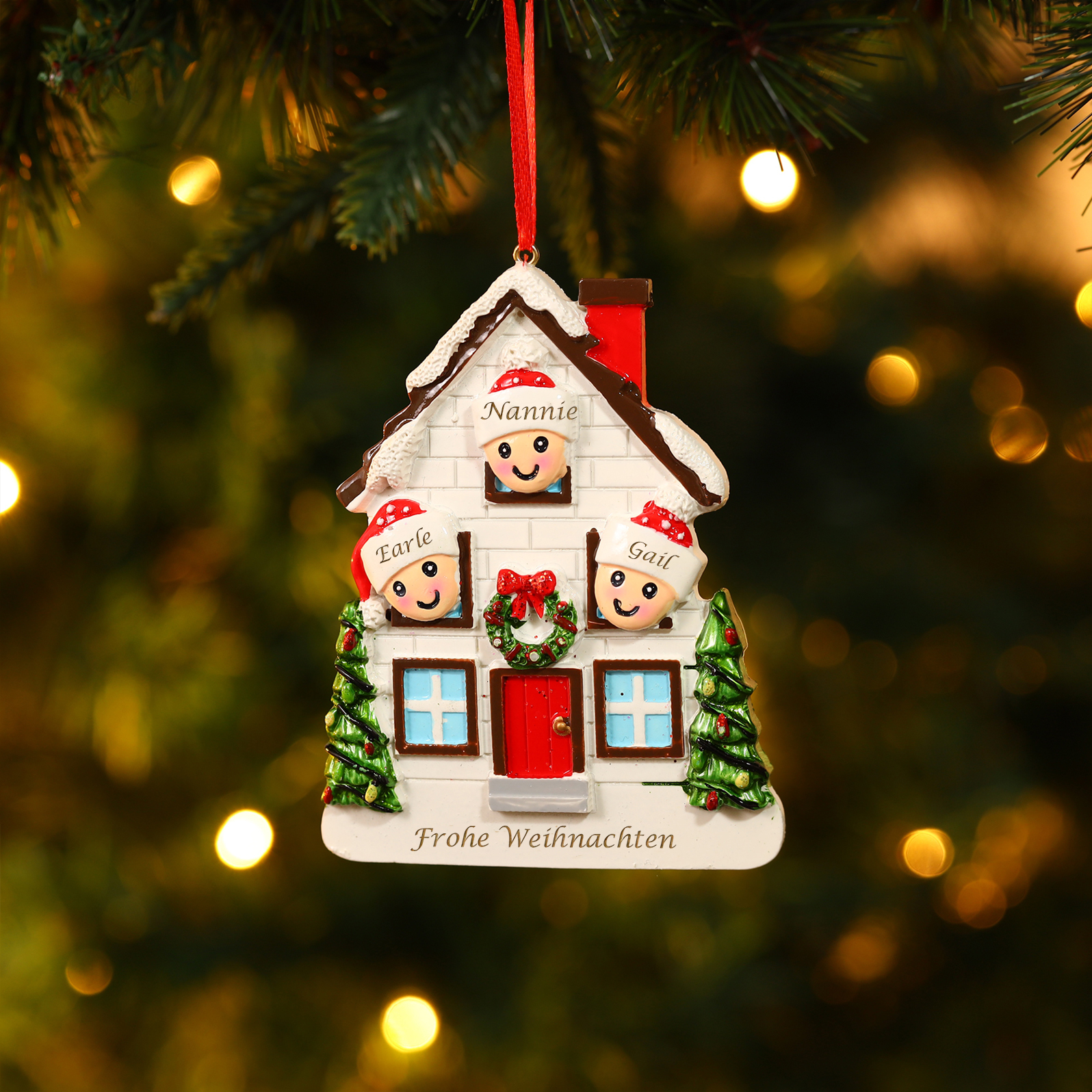 Harz Personalisierte 2-5 Namen & Text Weihnachtsornament Baum Anhänger - Festliche Weihnachtsdekoration 