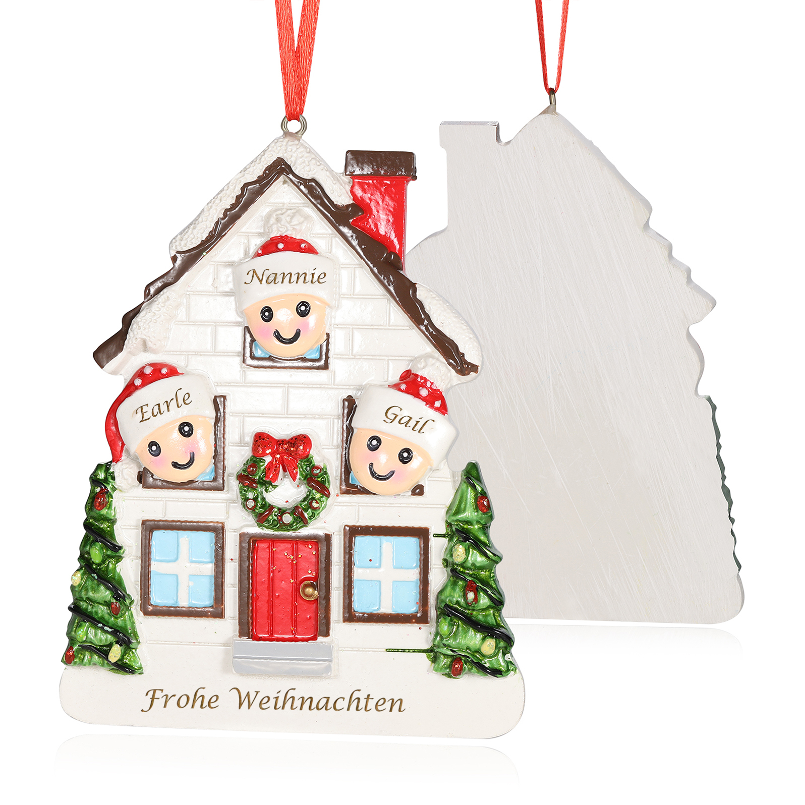 Harz Personalisierte 2-5 Namen & Text Weihnachtsornament Baum Anhänger - Festliche Weihnachtsdekoration 