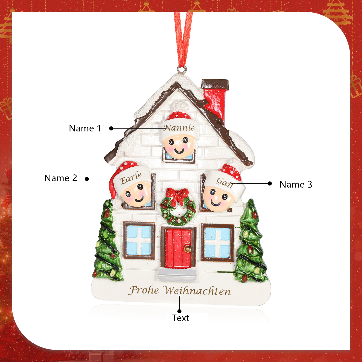 Harz Personalisierte 2-5 Namen & Text Weihnachtsornament Baum Anhänger - Festliche Weihnachtsdekoration