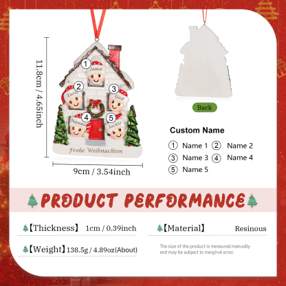 Harz Personalisierte 2-5 Namen & Text Weihnachtsornament Baum Anhänger - Festliche Weihnachtsdekoration 