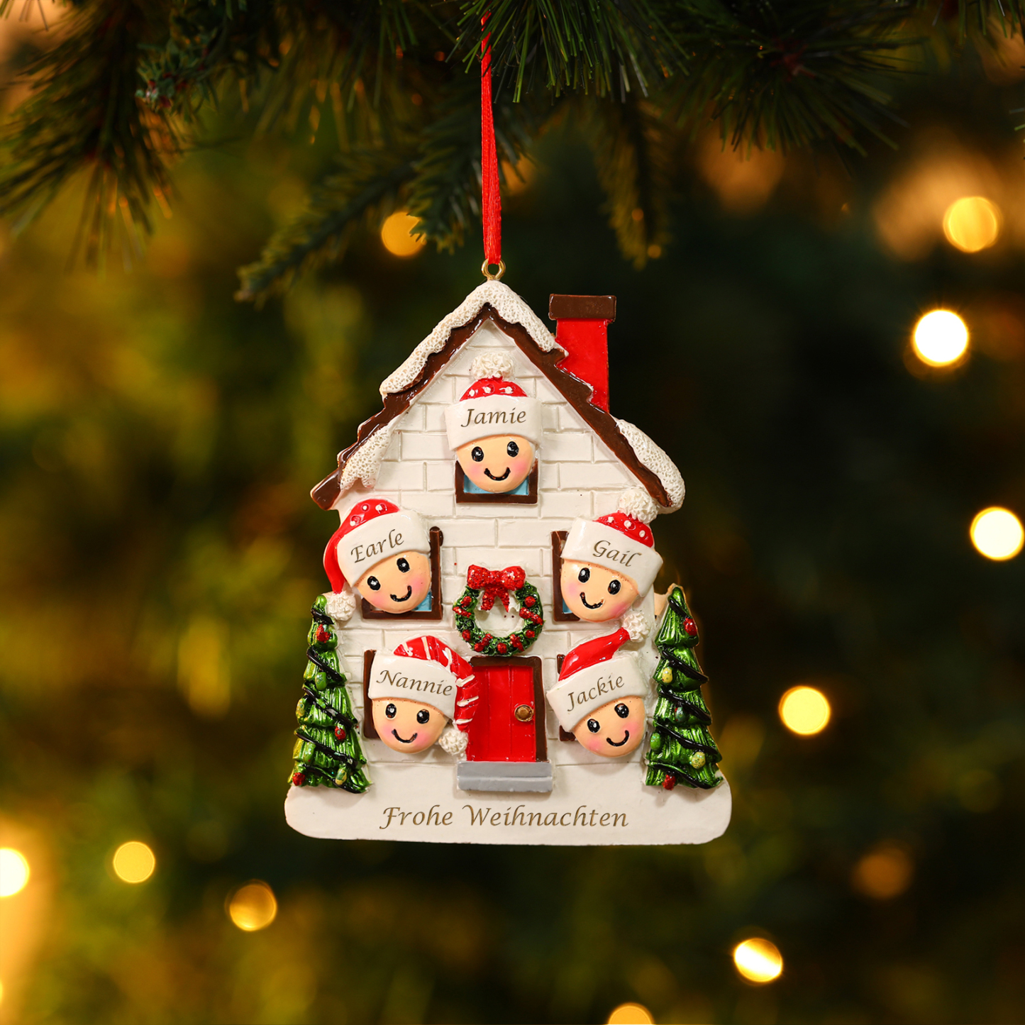 Harz Personalisierte 2-5 Namen & Text Weihnachtsornament Baum Anhänger - Festliche Weihnachtsdekoration