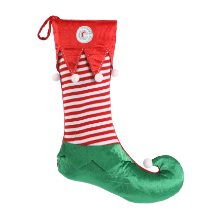 Weihnachtssocke-Personalisierter 1-5 Buchstaben Rot & Grün Polyester Weihnachtsstrumpf mit zwei Mustern