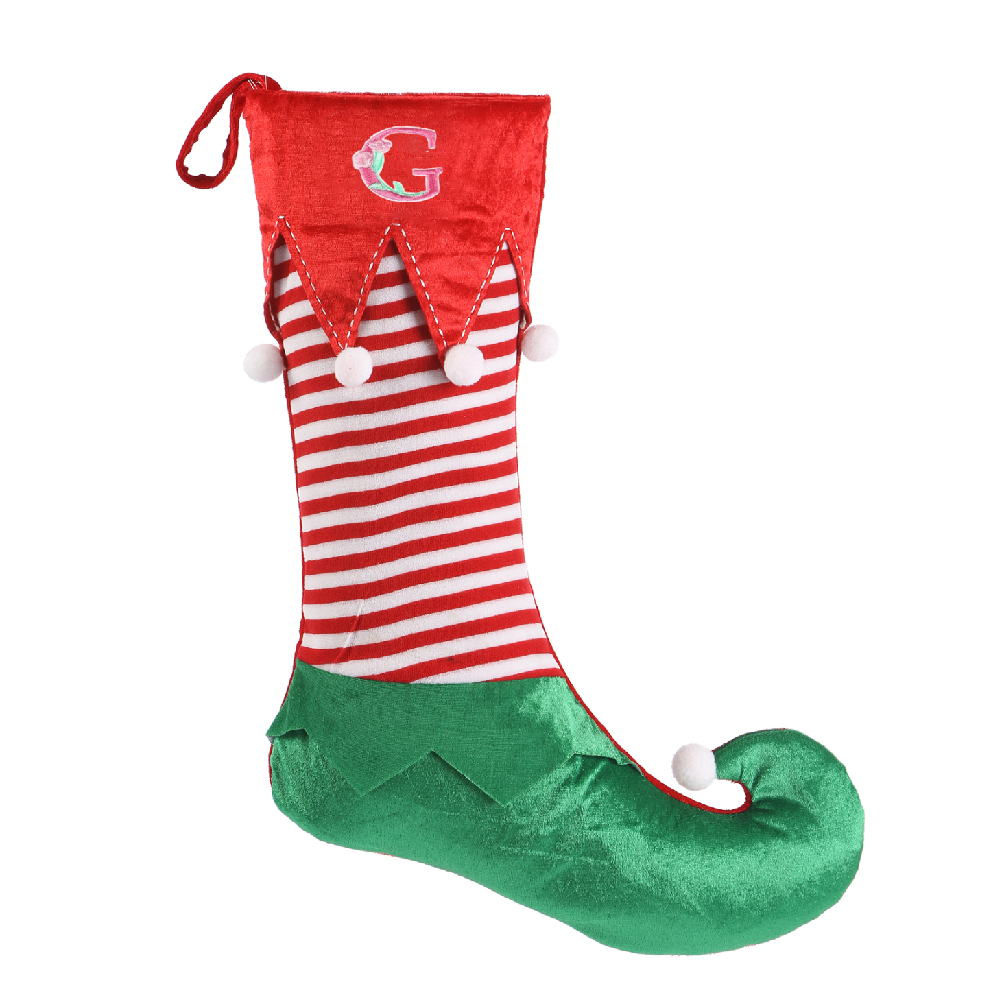 Weihnachtssocke-Personalisierter 1-5 Buchstaben Rot & Grün Polyester Weihnachtsstrumpf mit zwei Mustern