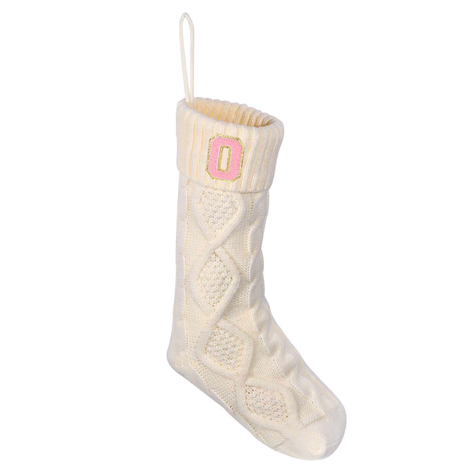 Weihnachtssocke-Personalisierter 1 Buchstabe Strickstoff Weihnachtsstrumpf mit drei Farben