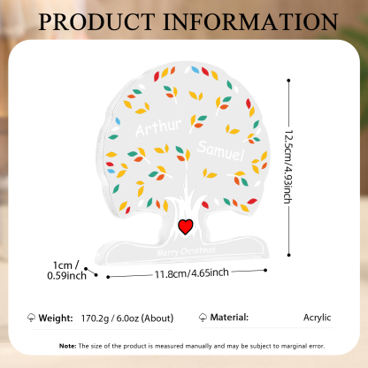 Personalisierte 2-6 Namen & Text Familienstammbaum-Acryldeko Schreibdekoration – Liebevolles Geschenk für Familie