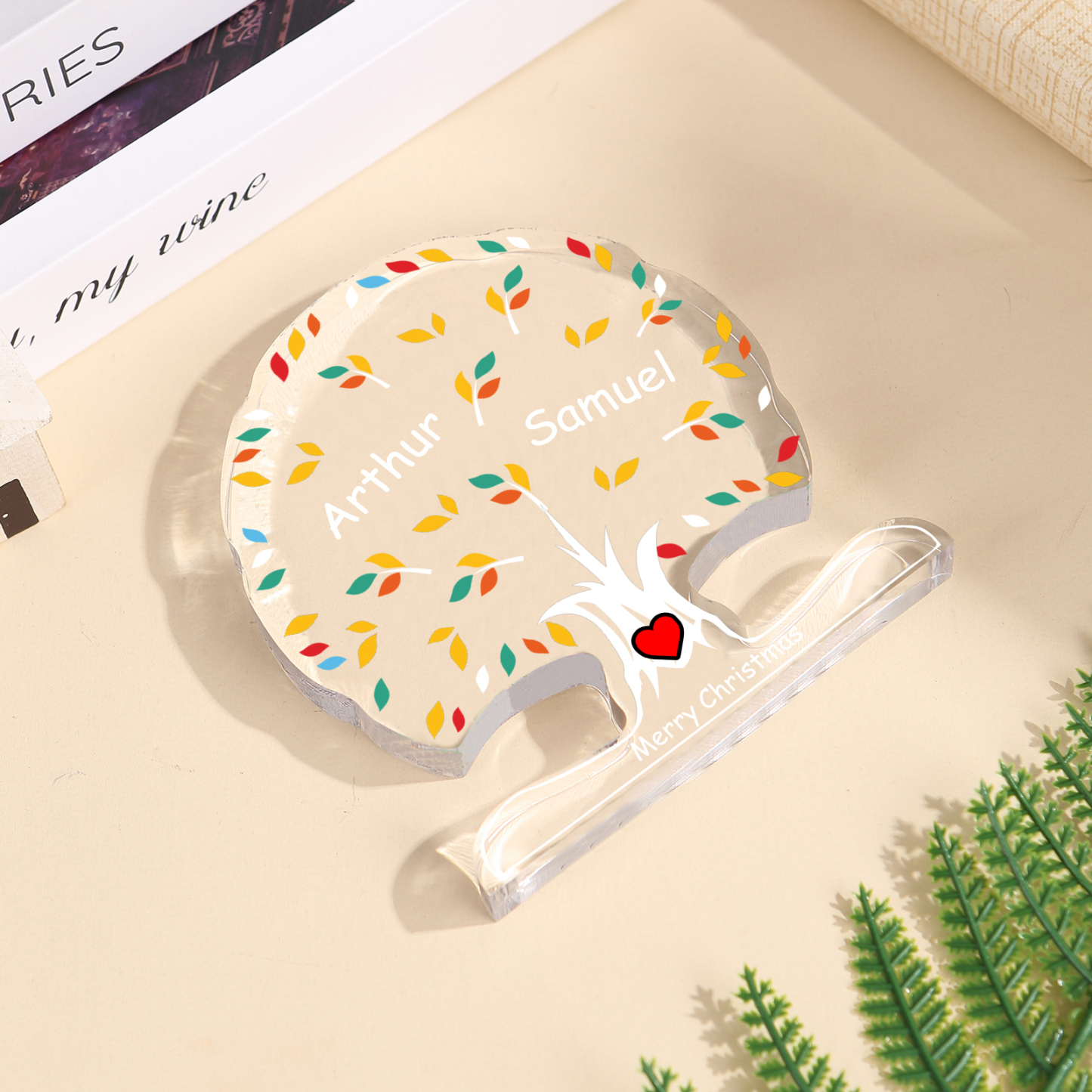 Personalisierte 2-6 Namen & Text Familienstammbaum-Acryldeko Schreibdekoration – Liebevolles Geschenk für Familie