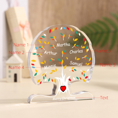 Personalisierte 2-6 Namen & Text Familienstammbaum-Acryldeko Schreibdekoration – Liebevolles Geschenk für Familie