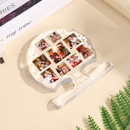 Personalisierte 9 Fotos & 1 Text Baum-Acryldeko Schreibdekoration – Ein einzigartiges Familienerbstück für Familie