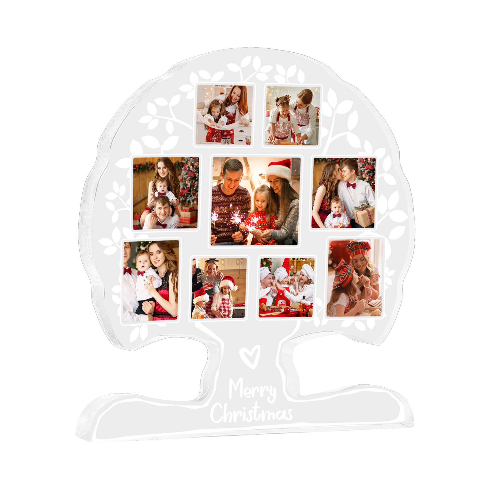 Personalisierte 9 Fotos & 1 Text Baum-Acryldeko Schreibdekoration – Ein einzigartiges Familienerbstück für Familie