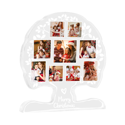 Personalisierte 9 Fotos & 1 Text Baum-Acryldeko Schreibdekoration – Ein einzigartiges Familienerbstück für Familie