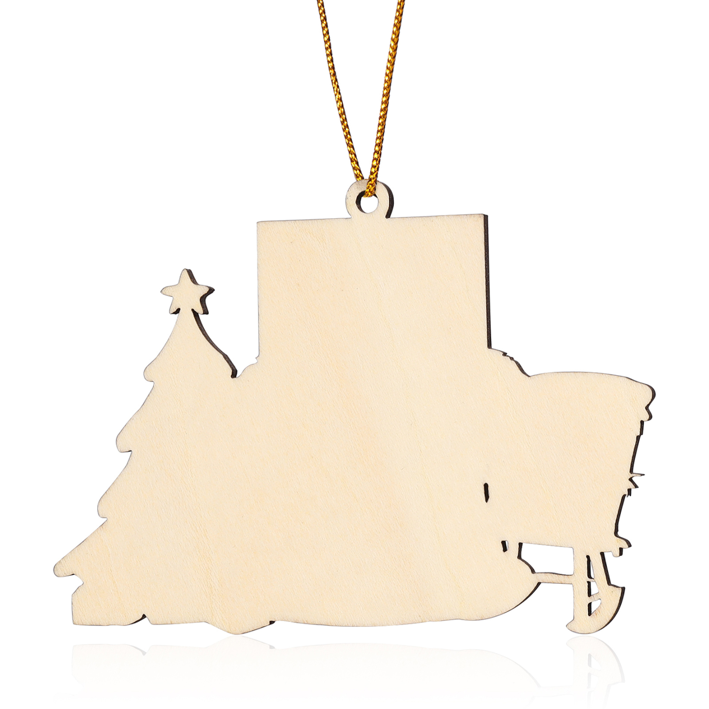 Holz Weihnachtsornament - Personalisierter 1 Name & Datum mit Kamin & Weihnachtsbaum – Weihnachtliche Erinnerungsdekoration