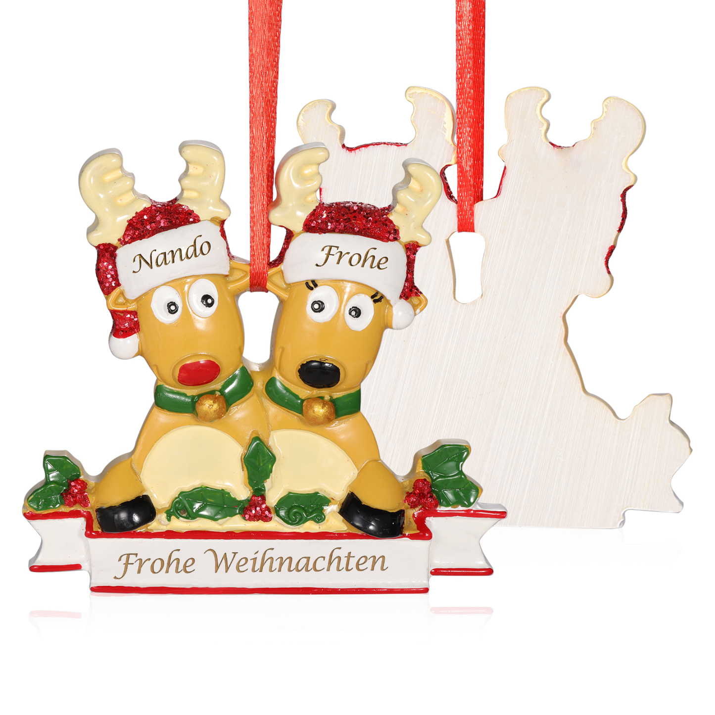 Harz Weihnachtsornament-Personalisierte 2-6 Namen & Text Rentier-Weihnachtsanhänger - Festliche Weihnachtsdekoration