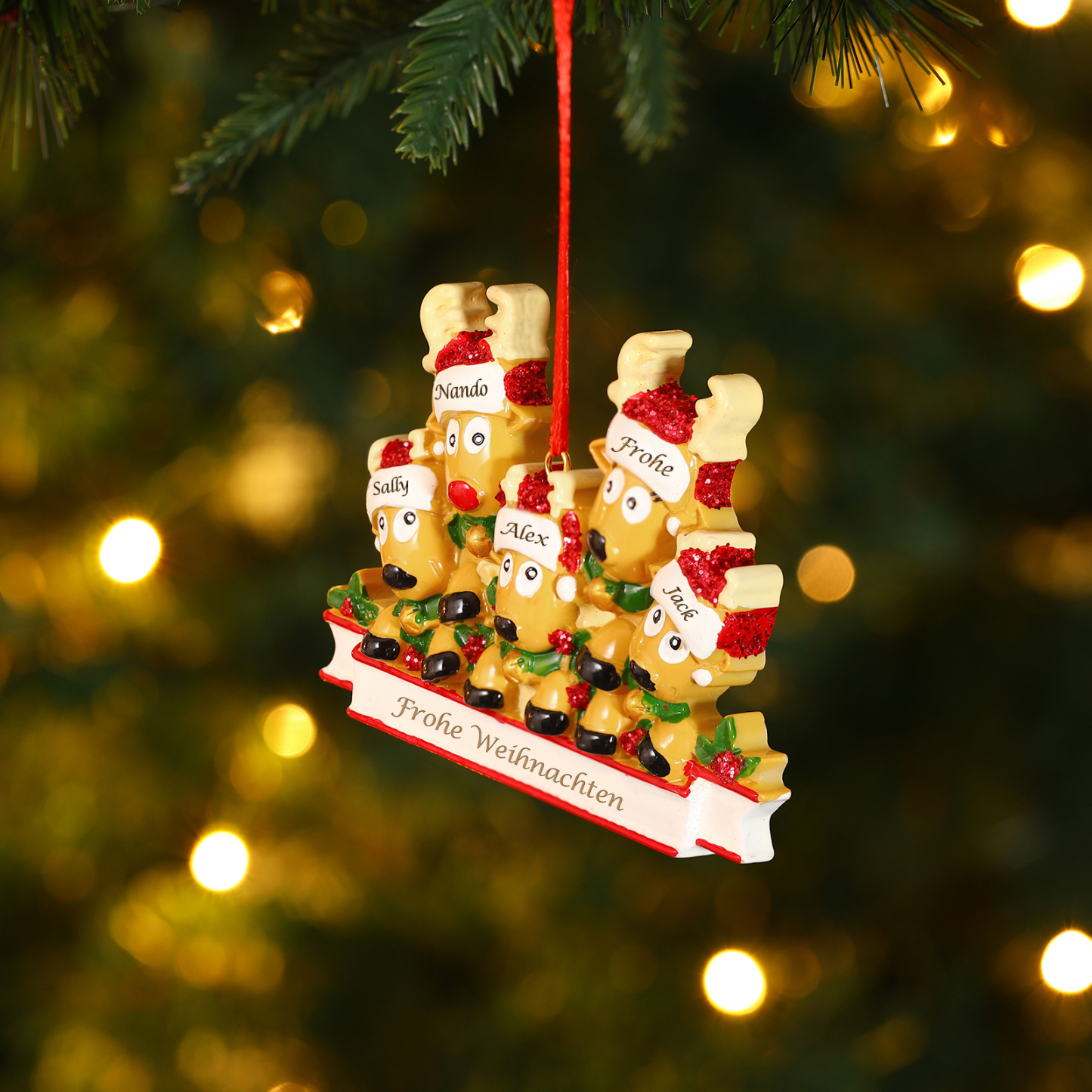 Harz Weihnachtsornament-Personalisierte 2-6 Namen & Text Rentier-Weihnachtsanhänger - Festliche Weihnachtsdekoration
