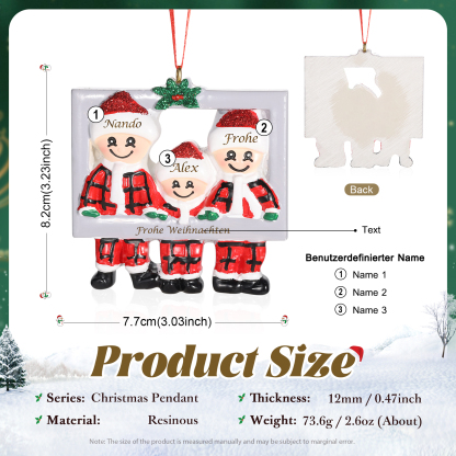 Harz Weihnachtsornament-Personalisierte 3-5 Namen & Text Weihnachtsmann-Anhänger - Festliche Weihnachtsdekoration 