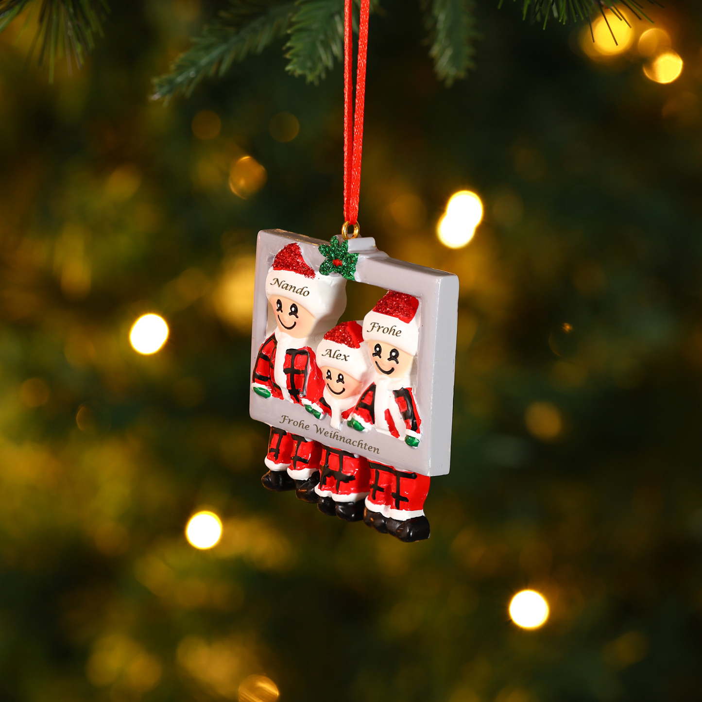 Harz Weihnachtsornament-Personalisierte 3-5 Namen & Text Weihnachtsmann-Anhänger - Festliche Weihnachtsdekoration