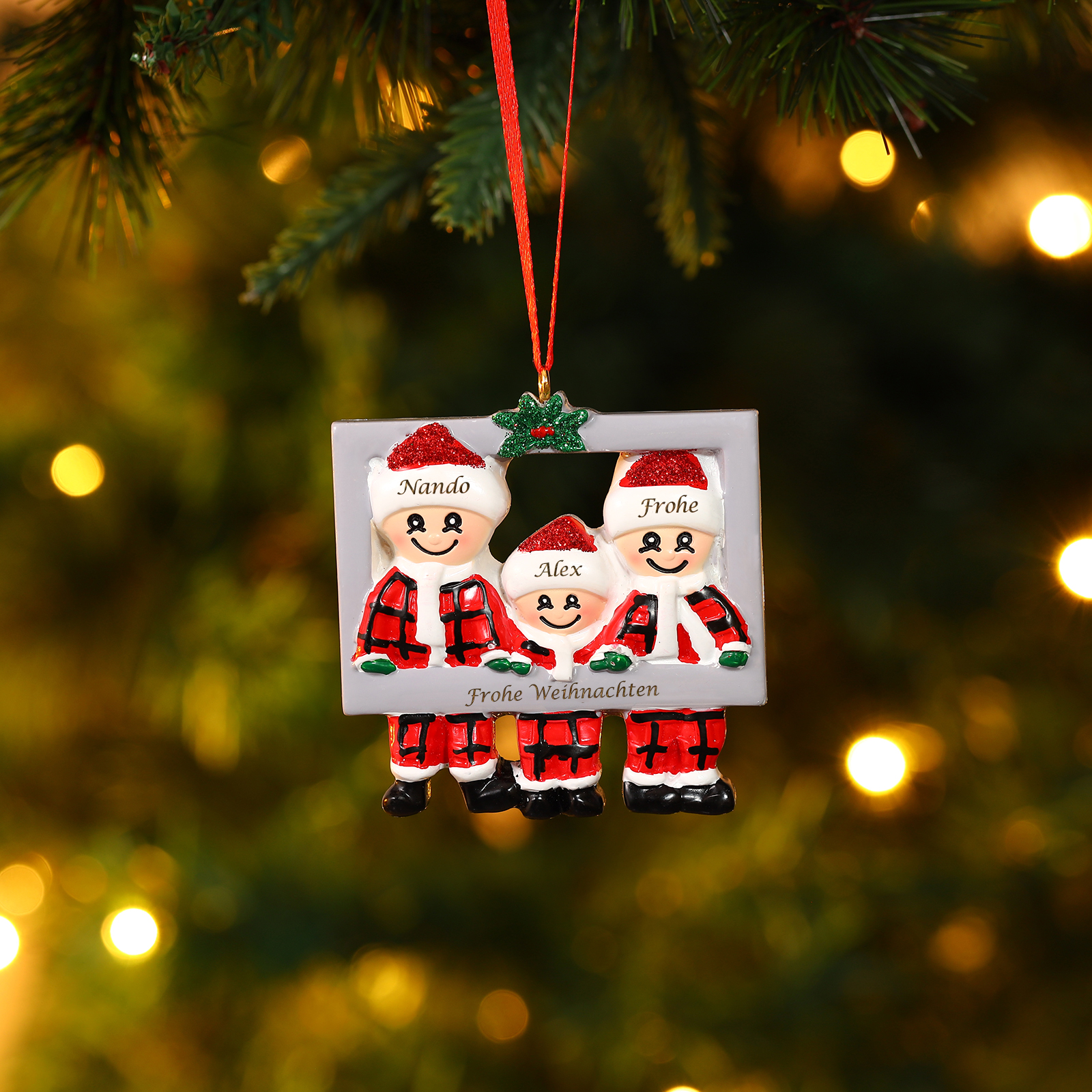 Harz Weihnachtsornament-Personalisierte 3-5 Namen & Text Weihnachtsmann-Anhänger - Festliche Weihnachtsdekoration 