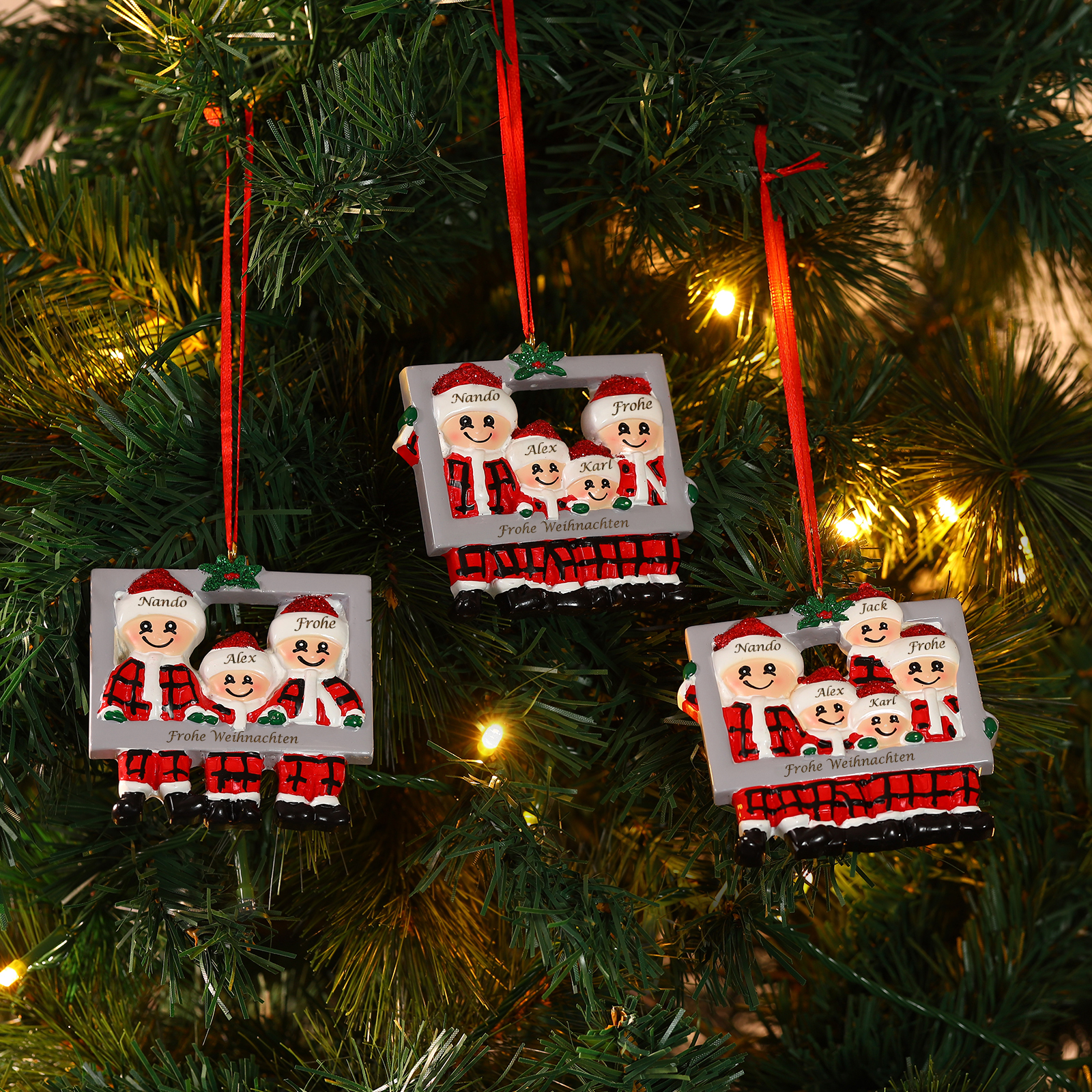 Harz Weihnachtsornament-Personalisierte 3-5 Namen & Text Weihnachtsmann-Anhänger - Festliche Weihnachtsdekoration 