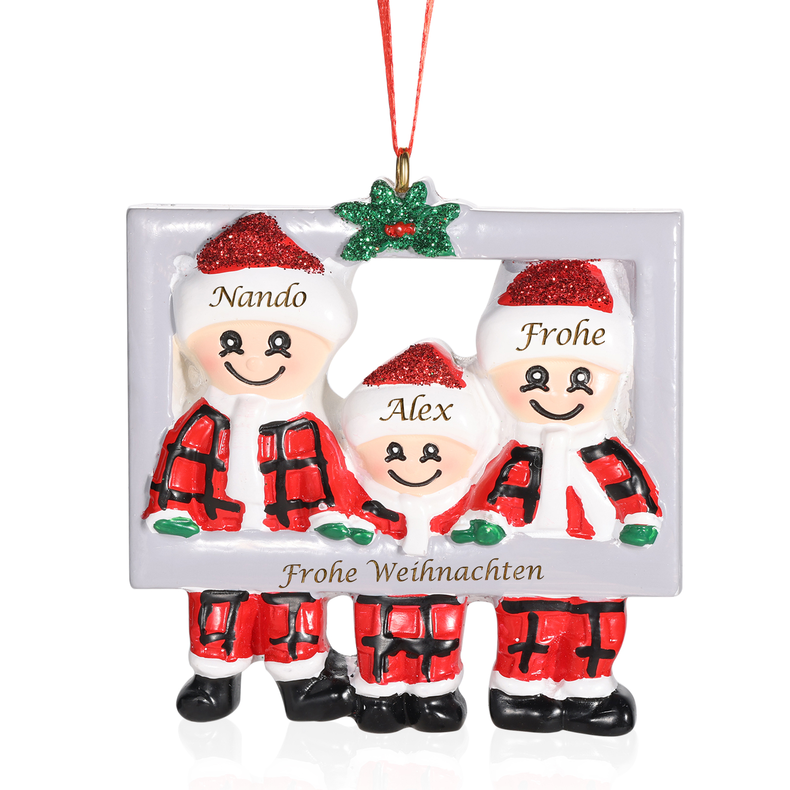 Harz Weihnachtsornament-Personalisierte 3-5 Namen & Text Weihnachtsmann-Anhänger - Festliche Weihnachtsdekoration 