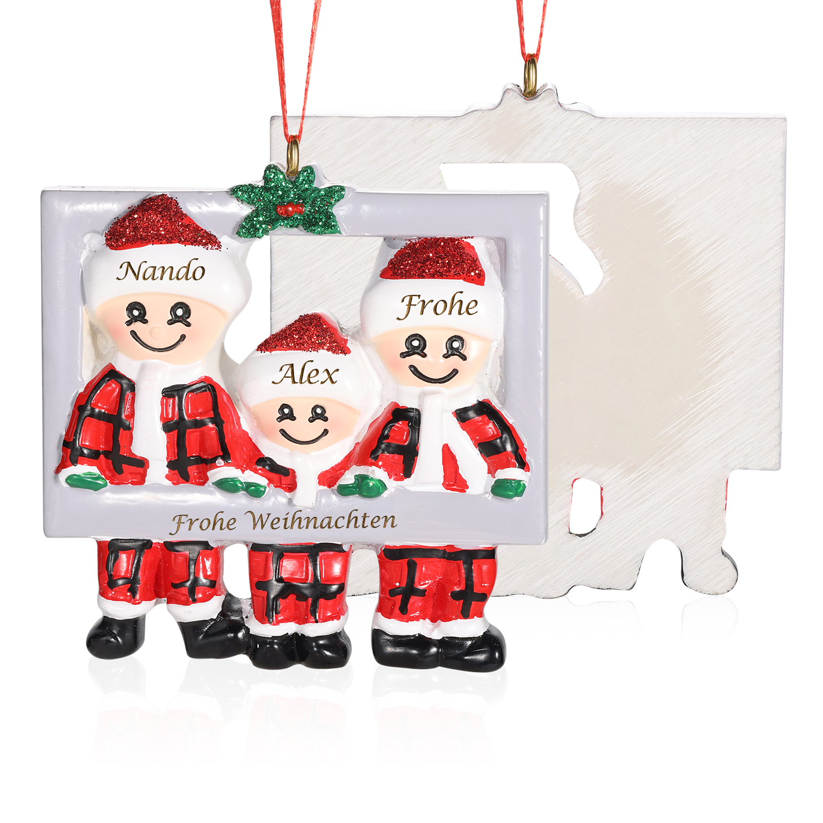Harz Weihnachtsornament-Personalisierte 3-5 Namen & Text Weihnachtsmann-Anhänger - Festliche Weihnachtsdekoration 