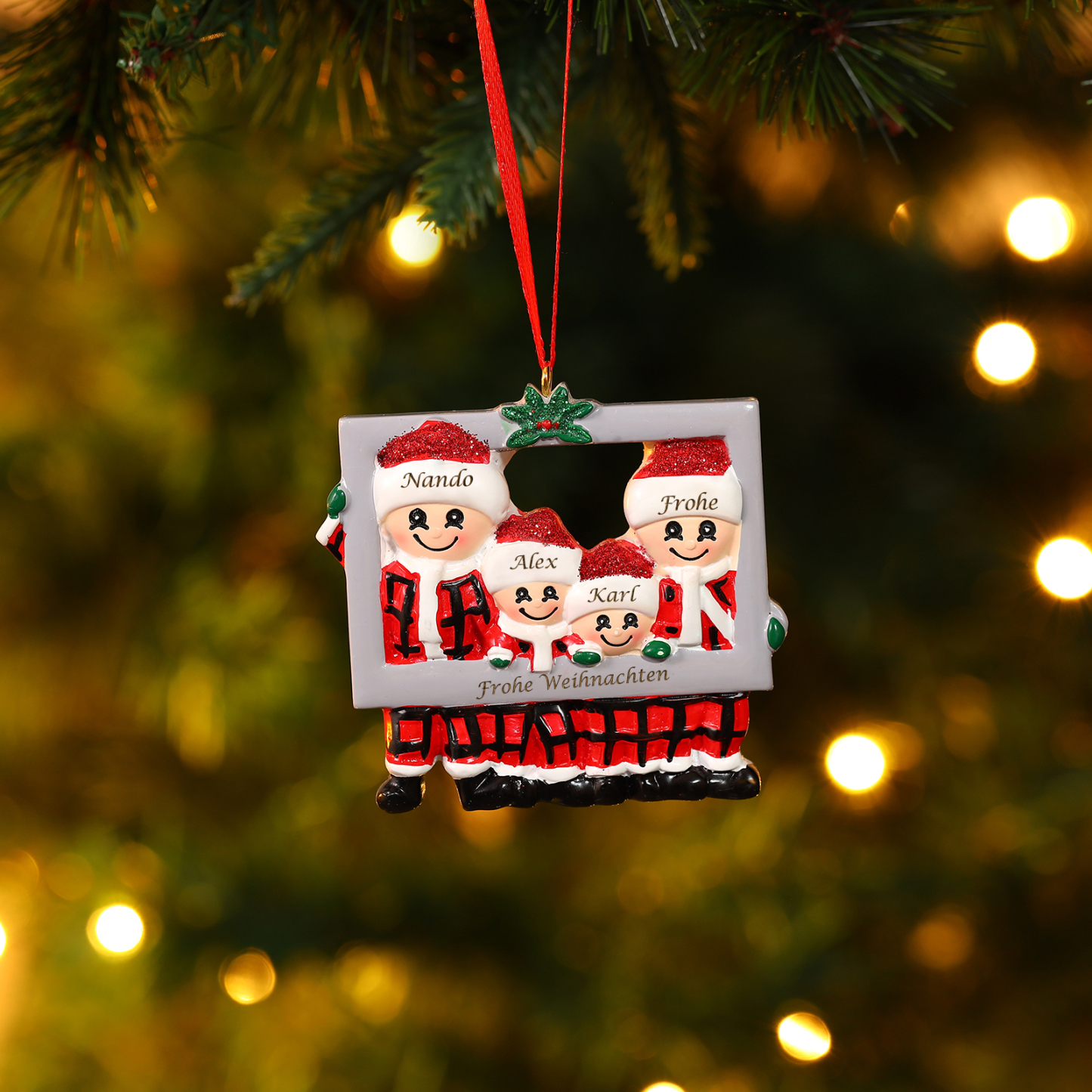 Harz Weihnachtsornament-Personalisierte 3-5 Namen & Text Weihnachtsmann-Anhänger - Festliche Weihnachtsdekoration