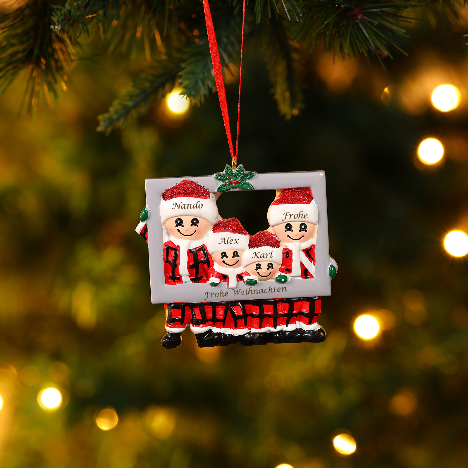 Harz Weihnachtsornament-Personalisierte 3-5 Namen & Text Weihnachtsmann-Anhänger - Festliche Weihnachtsdekoration 