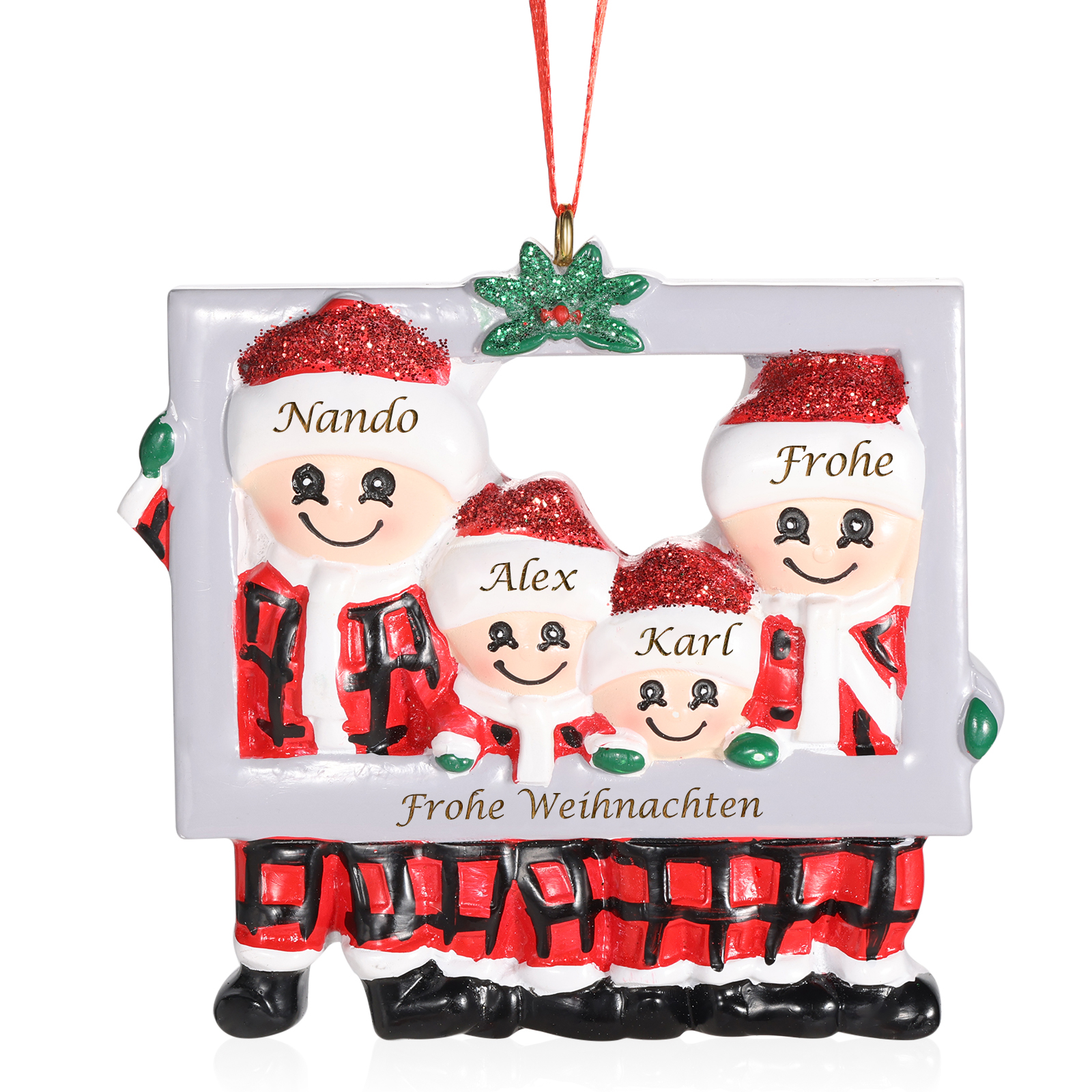Harz Weihnachtsornament-Personalisierte 3-5 Namen & Text Weihnachtsmann-Anhänger - Festliche Weihnachtsdekoration 