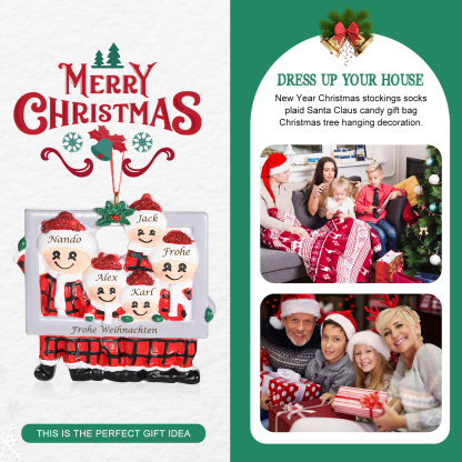Harz Weihnachtsornament-Personalisierte 3-5 Namen & Text Weihnachtsmann-Anhänger - Festliche Weihnachtsdekoration 