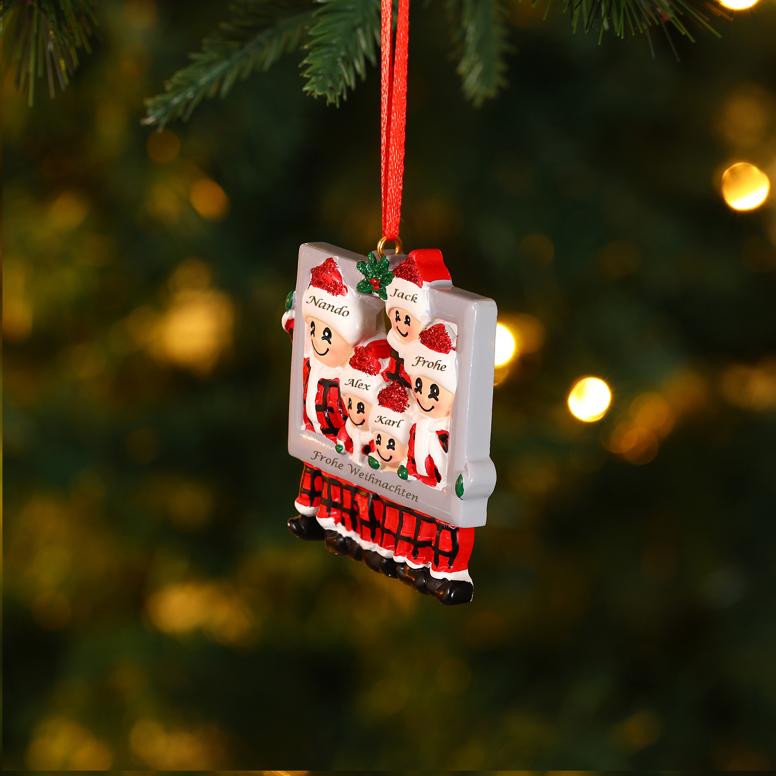 Harz Weihnachtsornament-Personalisierte 3-5 Namen & Text Weihnachtsmann-Anhänger - Festliche Weihnachtsdekoration 