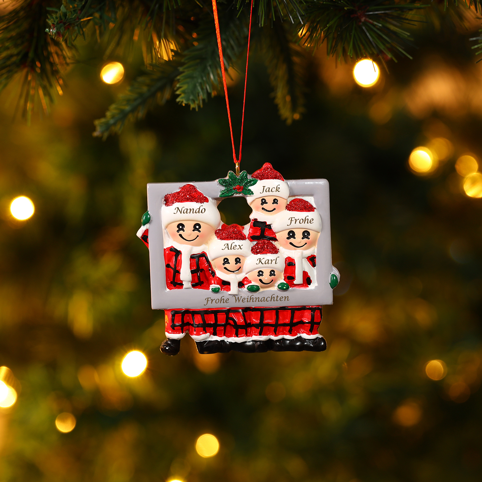 Harz Weihnachtsornament-Personalisierte 3-5 Namen & Text Weihnachtsmann-Anhänger - Festliche Weihnachtsdekoration