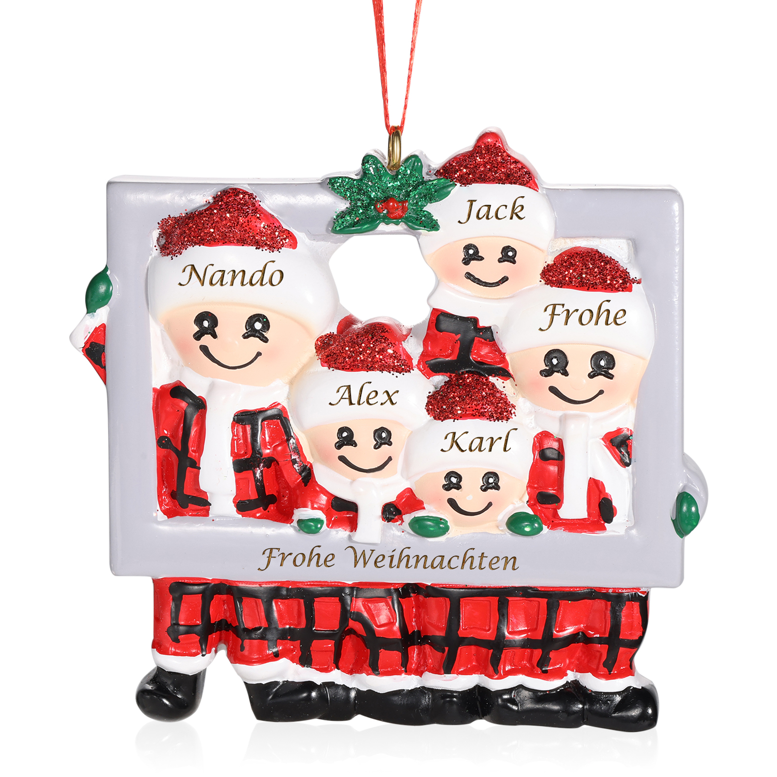 Harz Weihnachtsornament-Personalisierte 3-5 Namen & Text Weihnachtsmann-Anhänger - Festliche Weihnachtsdekoration 