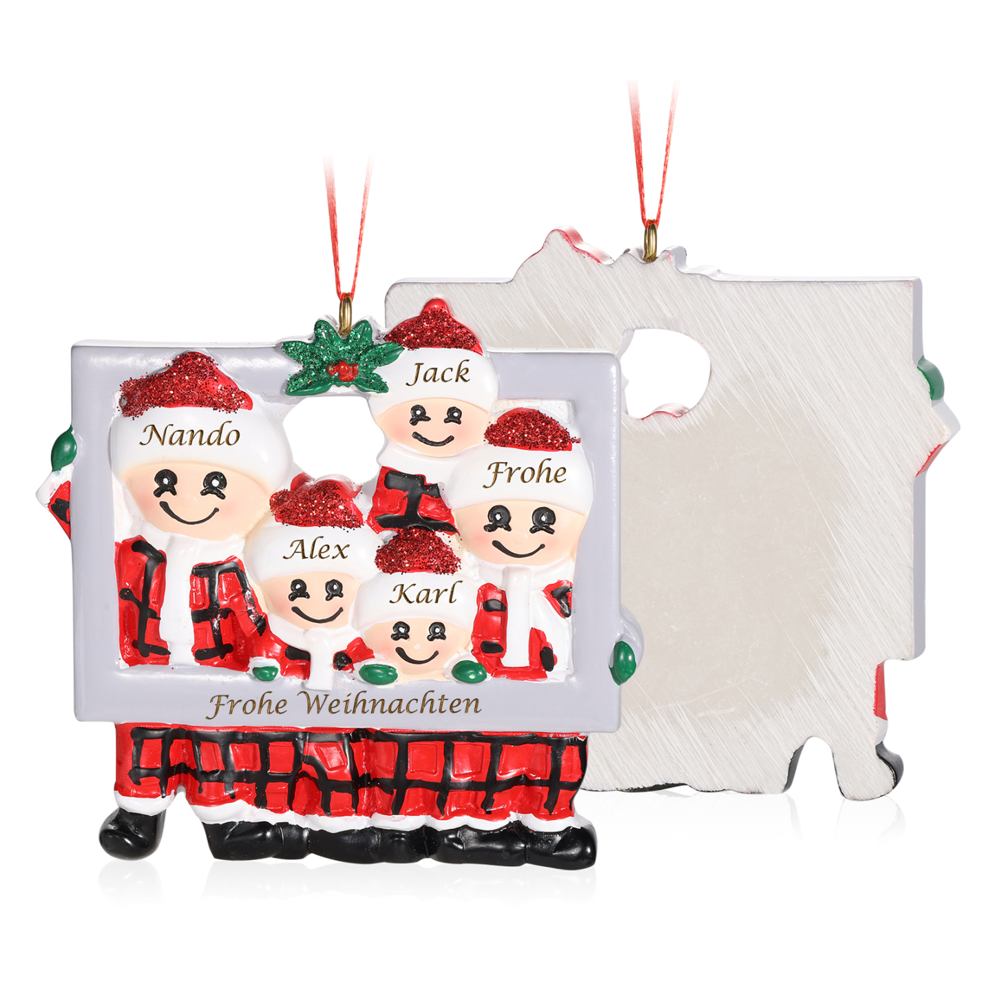 Harz Weihnachtsornament-Personalisierte 3-5 Namen & Text Weihnachtsmann-Anhänger - Festliche Weihnachtsdekoration 